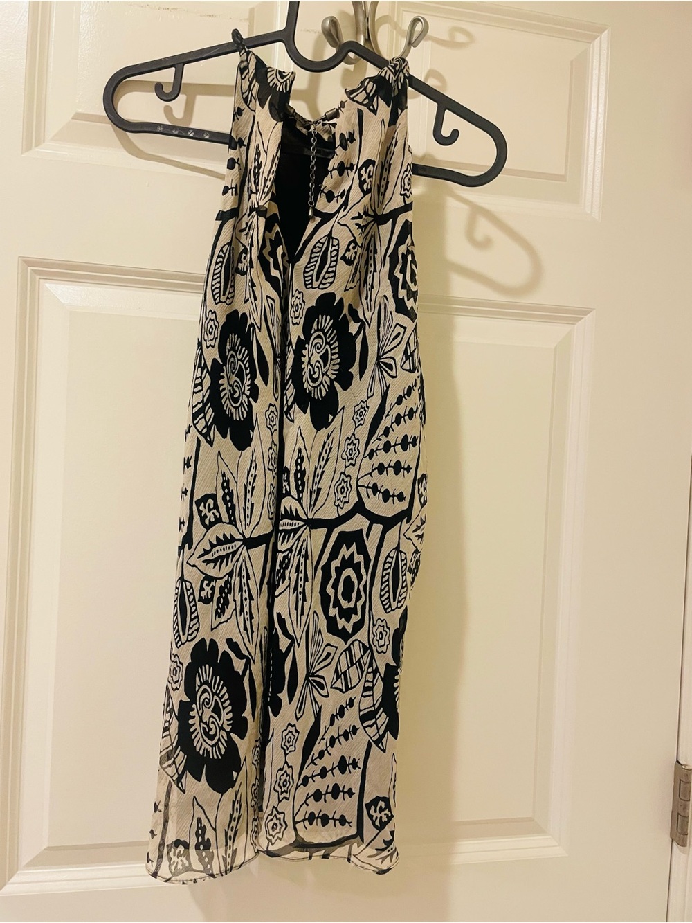 Lauren Ralph Lauren Black and Cream Floral Halter Top